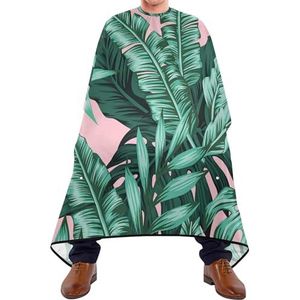 Kappersjurk Naadloze Teal En Groene Tropische Bladeren Op Roze Kapper Schort Cape Professionele Kapper Jurk Verstelbare Kapper Cape Voor Kleuring Styling Haar Knippen