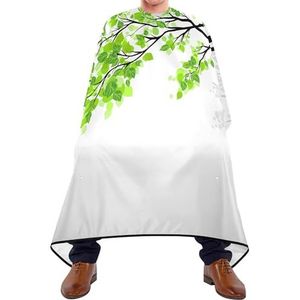 Kappers Jurk Boomtakken Met Groene Bladeren Op Grijs Wit Patroon Kapperscape Waterdichte Kapperscape Verstelbare Styling Schort Voor Haarknippen Vrouwen Kinderen