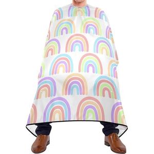 Salon Cape Naadloze Kinderachtige Regenboog Kleurrijke Golven Half Cirkels Doodles Haar Snijden Schort Waterdichte Schort Unisex Styling Capes Voor Haar Knippen Salon Mannen