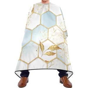 Kapper Kapsel Cape Moderne Marmering Goud Wit Marmer Geometrische Ruit Met Gouden Bladeren Kapper Schort Professionele Kappers Schort Verstelbare Kappers Cape Voor Mannen Haar Knippen Kinderen