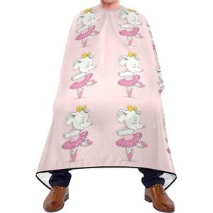 Salon Cape Leuke Dansende Kid Olifant Ballerina Op Roze Witte Polka Dots Kappers Schort Gepersonaliseerde Kapper Jurk Antistatische Kappers Voor Vrouwen Familie Styling