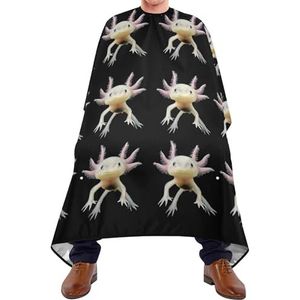Salon Cape Real Axolotl Zwemmen Salamander Voorzijde Met Donkere Achtergrond Haar Knipschort Professionele Styling Capes Gepersonaliseerde Kappers Schort Voor Kinderen Kapper Kappers
