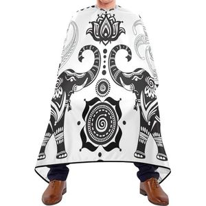Salon Cape Mandala Bloem Etnische Tribal Olifanten Zwart Wit Patroon Haar Snijden Schort Gepersonaliseerde Haar Knippen Cape Waterdichte Salon Jassen Voor Kleurplaten Kinderen Haar Knippen