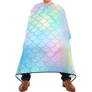 Kapperscape kleurrijke visschubben magisch blauw roze groenblauw mer-meid staartschubben kappers jurk originele kapperscape antistatische salon cape voor salon kapsel volwassenen