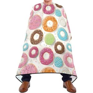 Kapper Schort Naadloos Patroon Met Kleurrijke Smakelijke Glanzende Donuts Op Witte Kapper Schort Cape Waterdichte Salon Jassen Unisex Schort Voor Kapper Salon Mannen