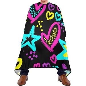 Kapper Schort Kleurrijke Harten En Sterren Met Stippen Op Donkere Achtergrond Salon Cape Gepersonaliseerde Styling Capes Professionele Kappers Jurk Voor Kleur Styling Kapper