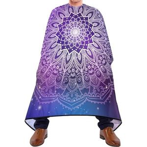 Kapper Cape Paarse Mandala Bloem Op Galaxy Ruimte Sterren Tribal Etnische Ontwerp Kapper Schort Verstelbare Salon Jassen Anti-Statische Schort Voor Snijden Kleur Styling