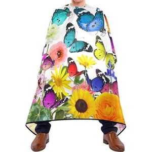 Kapper Cape Kleurrijke Natuur Mooie Bloemen En Vlinders Op Witte Kappers Schort Gepersonaliseerde Haar Snijden Toga Professionele Kappers Jurk Voor Mannen Kinderen Kapsel