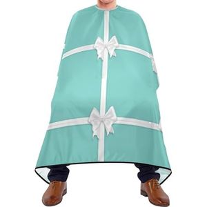 Salon Cape Witte Satijnen Strik Met Wit Lint Op Blauwblauwe Achtergrond Kappersschort Waterdichte Kapsel Cape Verstelbare Salon Jassen Voor Haar Knippen Mannen Salon