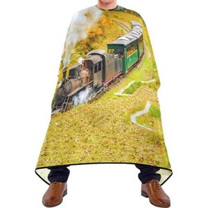 Kapper Kapsel Cape Stoomtrein Met Rook Beweegt Van Platteland Herfst Geel Patroon Kapper Schort Unisex Kappers Cape Vlekbestendige Kappers Salon Cape Voor Familie Kappers