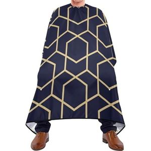 Kapper schort Cape Abstract Blauw Zwart En Goud Geometrische Lijnen Ruit Textuur Kappers Schort Verstelbare Volledige Lengte Cape Professionele Kappers Cape Voor Kapsel Kids Vrouwen