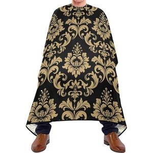Kapper Schort Cape Goud Barok Retro Geel Damast Bloem Patroon Op Zwarte Kapper Kapper Kapsel Cape Professionele Kappers Cape Waterdichte Salon Jassen Voor Mannen Vrouwen Kleurplaten