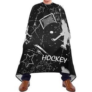 Salon Cape Grijs Silhouet Hockey Spelers IJshockey Spelen Op Zwarte Kapper Kapper Cape Antistatische Kappers Jurk Vlekbestendige Styling Capes Voor Mannen Familie Vrouwen
