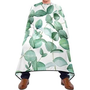 Kapper Schort Naadloze Takken Met Groene Eucalyptus Bladeren Op Witte Kappers Schort Professionele Kapsel Schort Jurk Unisex Kapsel Cape Voor Snijden Salon Styling