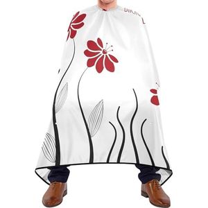 Kappersschort Cape Silhouetten Van Grassen Met Rode Bloemen Op Witte Achtergrond Bloem Kapper Schort Waterdichte Styling Capes Antistatische Kappers Cape Voor Mannen Vrouwen Salon