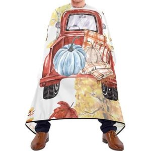 Salon Cape Herfst Herfst Bomen Oranje En Geel Gebladerte Truck Met Pompoenen Kapper Schort Gepersonaliseerde Schort Antistatische Kapsel Cape Voor Styling Kapper Kappers