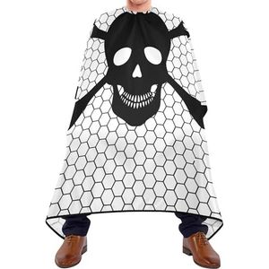 Haar Snijden Schort Kant Naadloze Patroon Van Zwarte Schedels Salon Cape Professionele Schort Verstelbare Kappers Jurk Voor Styling Kids Salon