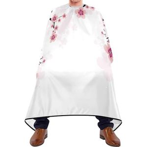 Salon Cape Zwarte Boom Met Roze Kersen Bloemen Op Wit Haar Snijden Schort Vlekbestendig Kapper Cape Doek Waterdichte Kappers Jurk Voor Kapper Styling Salon
