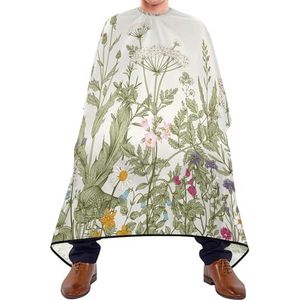 Kapperscape naadloze bloemenkruiden en wilde bloemen, botanisch patroon, kapperscape, antistatisch, kapperscape, professionele kapperscape voor volwassenen, vrouwen en kinderen