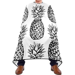 Haar Snijden Schort Naadloze Zwarte Hand Getrokken Ananas Op Witte Salon Cape Gepersonaliseerde Kappers Jurk Vlekbestendig Kappers Salon Cape Voor Haar Knippen Familie Styling