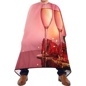 Kapper Capes Love Day Rode Rozen Champagneglazen Met Bladeren Lampen Universele Haarcape Professioneel Barberschort Kapselschort Voor Tieners Knippen