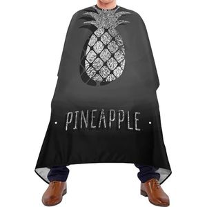 Kapper Schort Zilver Glinsterende Ananas Glanzende Exotische Fruit Op Donkere Kappers Jurk Waterdichte Styling Capes Unisex Schort Voor Kappers Kapper