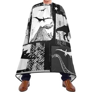 Haar Knippen Schort Naadloze Dinosaurussen Wit Zwart Patchwork Salon Cape Gepersonaliseerde Kappers Cape Professionele Kapsel Schort Jurk Voor Kinderen Styling Familie