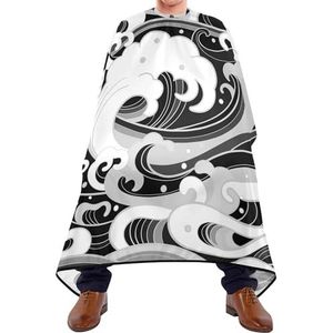 Kappersjurk Japanse Traditionele Oosterse Zwart Wit Zee Golven Schuim Spatten Kappers Schort Waterdichte Salonjurken Professionele Kapsel Cape Voor Salon Kleurplaten Kids