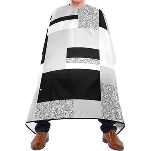 Kappersschort Abstract Geometrisch Naadloos Zwart Wit Zilver Glitter Rechthoeken Kapper Kapper Kapper Cape Antistatische Kappers Schort Waterdichte Kapper Kapper Cape Voor Kapper