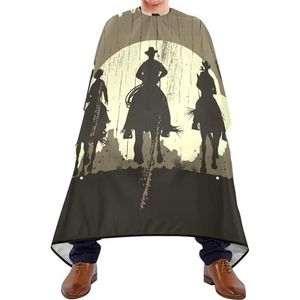Kapper Kapsel Cape Retro Drie Jongens Rijden Een Paard Maan Cactussen Op Een Houten Teken Kapper Schort Cape Waterdichte Kappers Salon Cape Antistatische Styling Capes Voor Mannen Styling Vrouwen
