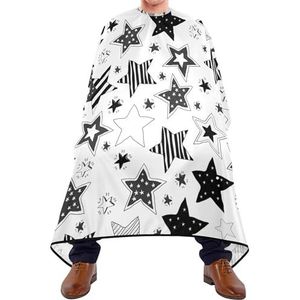 Kapper Kapsel Cape Amerikaanse Vlag Sterren Usa Wit En Zwarte Sterren Naadloos Op Witte Salon Cape Vlekbestendige Kappersjurk Antistatische Salonjurken Voor Styling Salon Kappers