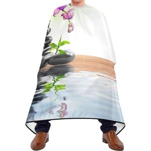 Kapper Schort Zwart Spa Zen Steen Groen Bamboe Paarse Orchideeën Bloemen Kapper Schort Cape Verstelbare Kappers Salon Cape Waterdichte Kappers Cape Voor Kapper Vrouwen Mannen