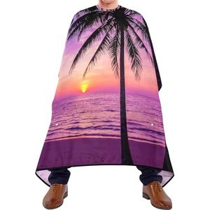 Salon Cape Zwarte Palmbomen Silhouet Bij Zonsondergang In Paarse Stijl Haar Snijden Schort Waterdichte Styling Capes Gepersonaliseerde Kappers Cape Voor Mannen Kleurplaten Vrouwen