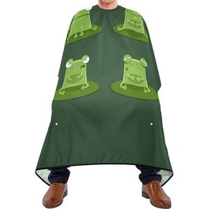 Salon Cape Grappige Groene Kikkers Op Groene Achtergrond Kappers Schort Unisex Kappers Schort Waterdichte Kappers Jurk Voor Kappers Kleurplaten Vrouwen