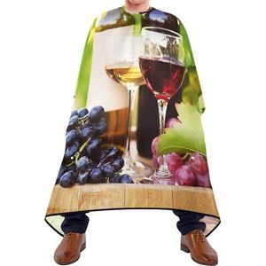Kapper Kapsel Cape Rode Wijn Glazen Flessen Druiven Met Groene Bladeren En Houten Vaten Kapper Schort Verstelbare Kapsel Cape Vlekbestendig Schort Voor Styling Vrouwen Kinderen