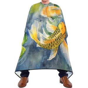Salon Cape Geel Goud Drie Karper Vissen Zwemmen En Waterlelies In Vijver Haar Snijden Schort Professionele Salon Jassen Gepersonaliseerde Kappers Salon Cape Voor Vrouwen Kleur Haar Knippen
