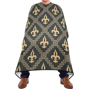 Kapper Kapper Cape Naadloze Vierkanten Met Goud Fleur De Lis Op Zwart Middeleeuws Ornament Kapper Cape Gepersonaliseerde Kapper Jurk Antistatische Kappers Cape Voor Mannen Vrouwen Kinderen