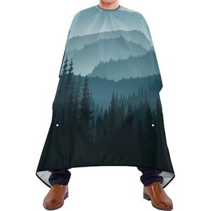 Kapper Kapsel Cape Ochtend In De Naadloze Bergen Met Bomen Donkerblauw Patroon Kappers Schort Antistatische Kappers Schort Waterdichte Kapper Kapper Cape Voor Mannen Kinderen Vrouwen