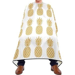 Kappersjurk Goud Glitter Ananas Met Gouden Bladeren Geïsoleerd Op Witte Kapper Cape Unisex Kappersjurk Professionele Haar Snijden Cape Voor Salon Kappers Haar Knippen