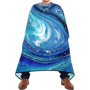 Salon Cape Blauw Teal Verf Luxe Marmeren Agaat Ripples Abstract Marine Art Kapper Schort Cape Waterdichte Kapper Cape Doek Professionele Salon Jassen Voor Familie Vrouwen Styling