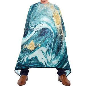Haar Snijden Schort Natuurlijke Luxe Teal Teal Marmer Met Gouden Poeder Oosterse Art Salon Cape Gepersonaliseerde Kapsel Schort Jurk Antistatische Kapper Cape Doek Voor Salon Kapsel Styling