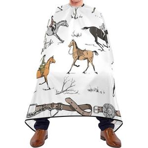 Kappersjurk Naadloze Engelse Stijl Paardrijden Op Landschap Met Wit Patroon Haar Snijden Schort Unisex Kappers Schort Waterdichte Haar Snijden Cape Voor Vrouwen Styling Familie