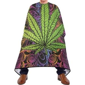 Kapper Schort Groene Cannabis Blad Marihuana Bladeren Kruid Onkruid Op Kleurrijke Haar Snijden Schort Professionele Kapper Jurk Verstelbare Kappers Schort Voor Kapper Mannen Kapper