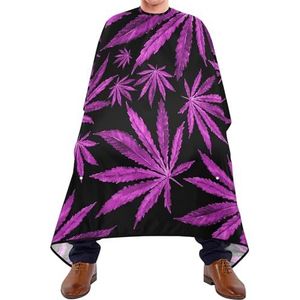 Kappersschort paarse cannabis marihuanabladeren op zwarte achtergrond kappersschort gepersonaliseerde kapselcape professionele haarknipjurk voor het kleuren van kinderen kapsel