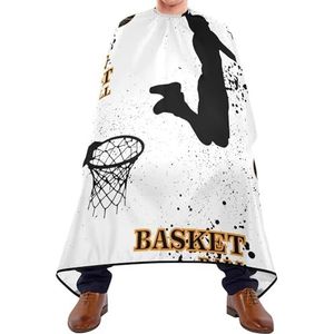 Kapper Schort Cape Naadloze Sport Spelers Silhouet Betalen Basketbal Op Witte Kappers Schort Waterdichte Schort Unisex Kappers Jurk Voor Mannen Haar Knippen Kappers