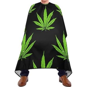 Kapper Schort Naadloze Groene Cannabis Blad Marihuana Ganja Bladeren Op Zwarte Kappers Schort Vlekbestendig Kappers Professionele Kapper Cape Voor Kapper Vrouwen Styling