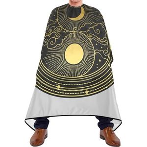 Haar Schort Oosterse Stijl Ying Yan (Yinyang) Zon Maan Wolken Sterren Hand Getrokken Kapper Cape Professionele Kappers Professionele Kapper Cape Doek Voor Kleurplaten Kapsalon