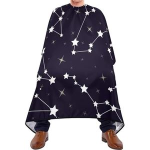 Salon Cape Naadloos Patroon Met Sterrenbeelden Zwarte Ruimte Met Witte Sterren Kapper Schort Cape Unisex Haar Knipjurk Antistatische Kappers Jurk Voor Kapper Salon Kapsel