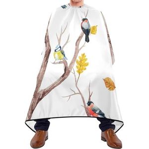 Salon Cape Herfst Boom Met Bladeren En Vogels Op Takken Op Witte Kapper Schort Waterdichte Kappers Cape Unisex Kappers Voor Kleurplaten Mannen Kids
