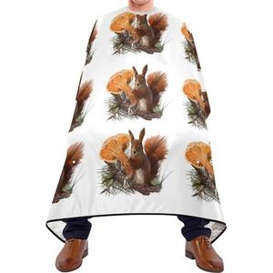 Kappersjurk Oranje Eekhoorn Zittend Op Een Tak Met Bruine Paddenstoel Kappers Schouders Verstelbaar Schort Waterdicht Kappersschort Voor Kinderen Salon Haarknippen